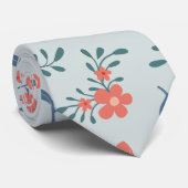 Koraalweide Bloemmotief Stropdas (Opgerold)