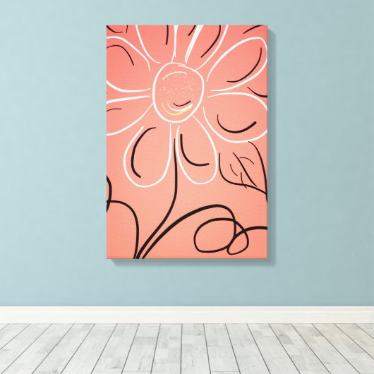 Koraalwit en zwart canvas afdruk (Insitu (Houten vloer))