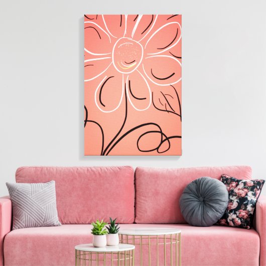 Koraalwit en zwart canvas afdruk (Insitu (Woonkamer))