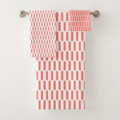 Koraalwit geometrisch patroon bad handdoek (Insitu)