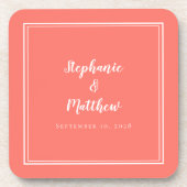 Koraalwitbruiloft Moderne minimalistische Pas getr Bier Onderzetter (Voorkant)