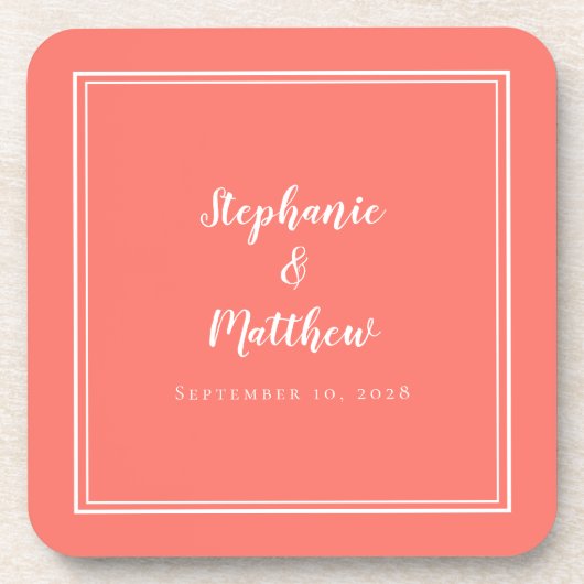 Koraalwitbruiloft Moderne minimalistische Pas getr Bier Onderzetter (Voorkant)