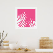 Koraalwitte acrylpalmbladeren poster (Keuken)