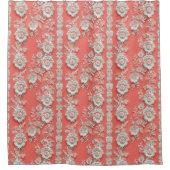 Koraalwitte douchegordijn met kant-effect (Voorkant)