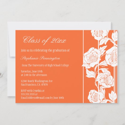 Koraalwitte florale graduatie kaart (Voorkant)