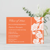 Koraalwitte florale graduatie kaart (Staand voorkant)