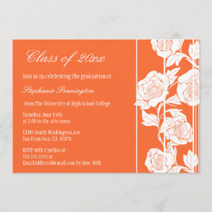 Koraalwitte florale graduatie kaart