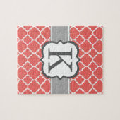 Koraalwitte monogram Letter K Quatrefoil Legpuzzel (Horizontaal)