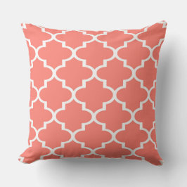 Koraalwitte Quatrefoil Lattice Kussen