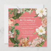 Koraalwitte roze  Botanische Floral Weddenschap Kaart (Voorkant)