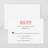 Koraalwitte vlek Eenvoudige bruiloft RSVP-kaarten RSVP Kaartje (Voorkant / Achterkant)