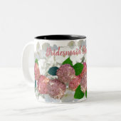 Koraalzalm Floral Bridesmaid Name Coffee Mok (Voorkant links)
