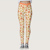 koraalzalm Floral Foliage Flowers Yoga Leggings (Voorkant)