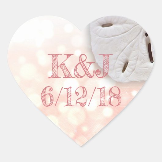 Koraalzanddollaire zeepaardjes hart sticker (Voorkant)