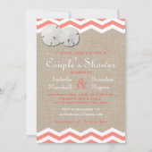 Koraalzanddollar en Chevron Couple's Shower Invite Kaart (Voorkant)