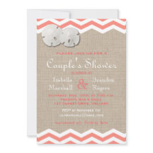 Koraalzanddollar en Chevron Couple's Shower Invite