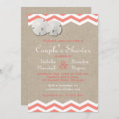 Koraalzanddollar en Chevron Couple's Shower Invite Kaart (Voorkant / Achterkant)
