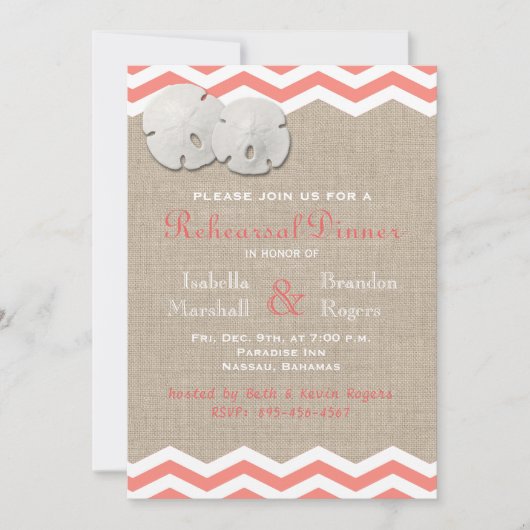 Koraalzanddollar en Chevron-repetitief diner Kaart (Voorkant)