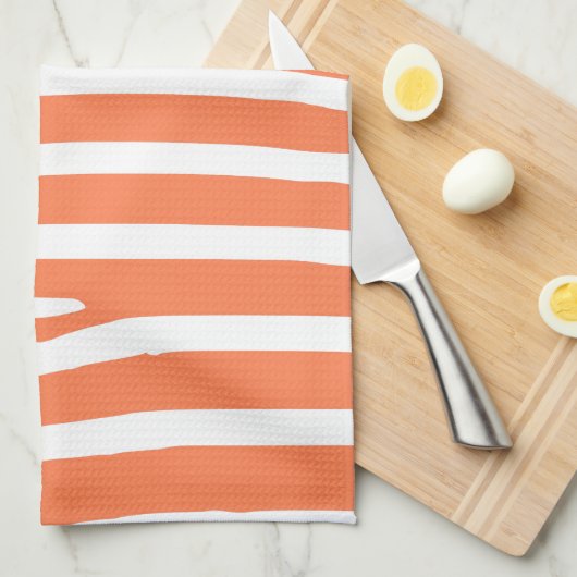 Koraalzebrastripes Theedoek (Quarter Fold)