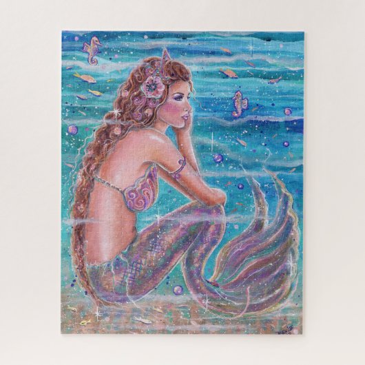 Koraalzeemeermin met zeepaardje door Renee Lavoie Legpuzzel (Verticaal)