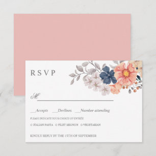 Koraalzeemuilen met WEDDING RSVP MEAL CHOICE Kaartje
