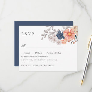 Koraalzeemuilen met WEDDING RSVP MEAL CHOICE Kaartje