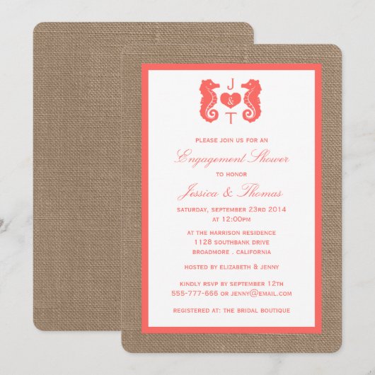 Koraalzeepaar op Verloving van het tapijt Kaart (Voorkant / Achterkant)