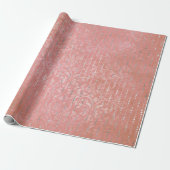 Koraalzilver Peach Grey Metallic Pink Stripes Stip Cadeaupapier (Uitgerold)