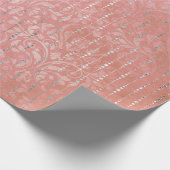 Koraalzilver Peach Grey Metallic Pink Stripes Stip Cadeaupapier (Hoek)