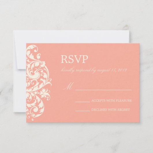 KORAL & CREAM FLOURISH | WEDDING RSVP (Voorkant)
