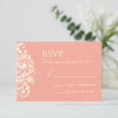 KORAL & CREAM FLOURISH | WEDDING RSVP KAARTJE (Staand voorkant)