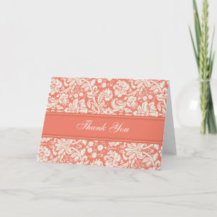 Koral Damask Baby shower Hostess Hartelijk dank Bedankkaart
