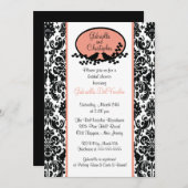 Koral Damask Bridal Shower Invitation Kaart (Voorkant / Achterkant)