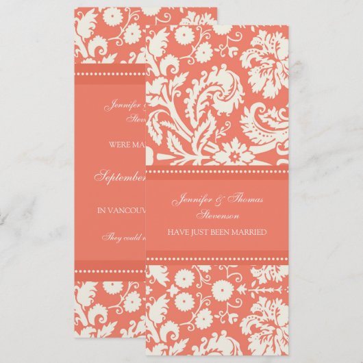 Koral Damask trouwt gewoon met koninklijke kaarten (Voorkant / Achterkant)