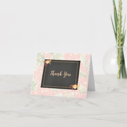 Koral Floral Wedding Dank je Bedankkaart (Voorkant)