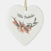 Koral Floral Wreath Persoonlijke naam Keramisch Ornament (Rechts)