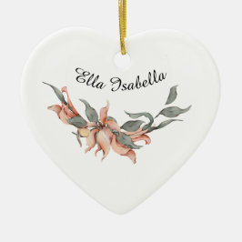 Koral Floral Wreath Persoonlijke naam Keramisch Ornament