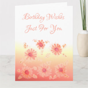 Koral Flowered Happy Birthday Kaart
