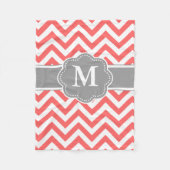 Koral Gray Chevron Monogram Blanket Fleece Deken (Voorkant)