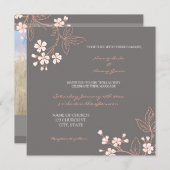 Koral Gray Floral Foto Weddenschap Kaarten (Voorkant / Achterkant)