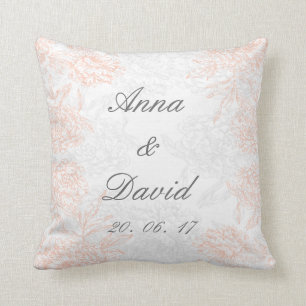 Koral Gray Floral Vintage Wedding Keepslag Kussen