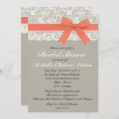 Koral Gray Lace Bridal Shower Kaart (Voorkant / Achterkant)