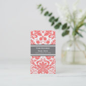 Koral Grey Damask Floral Visitekaartjes (Staand voorkant)