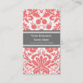 Koral Grey Damask Floral Visitekaartjes (Voorkant)