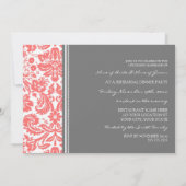 Koral Grey Damask Rehearsal Dinner Party Kaart (Achterkant)