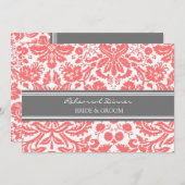Koral Grey Damask Rehearsal Dinner Party Kaart (Voorkant / Achterkant)