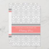Koral Grey Damask Wedding Vow Renewal Uitnodiginge Kaart (Voorkant / Achterkant)
