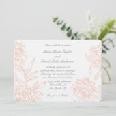 Koral Grey  Floral Wedding Kaart (Staand voorkant)