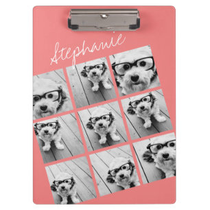 Koral Instagram Photo Collage met 9 foto's Klembord