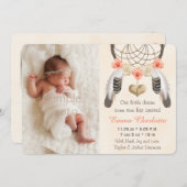 Koral Mint Boho Dreamweaver Birth Announement Aankondiging (Voorkant / Achterkant)